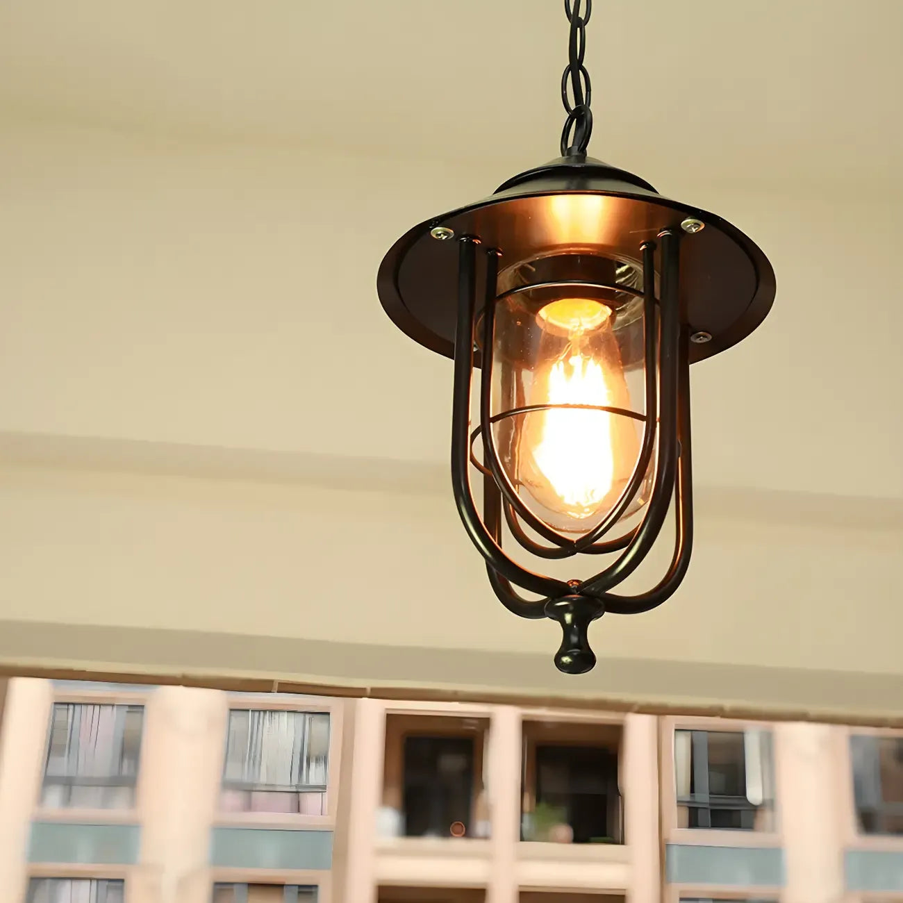 Vintage Metal Lantern Design Outdoor Pendant Light