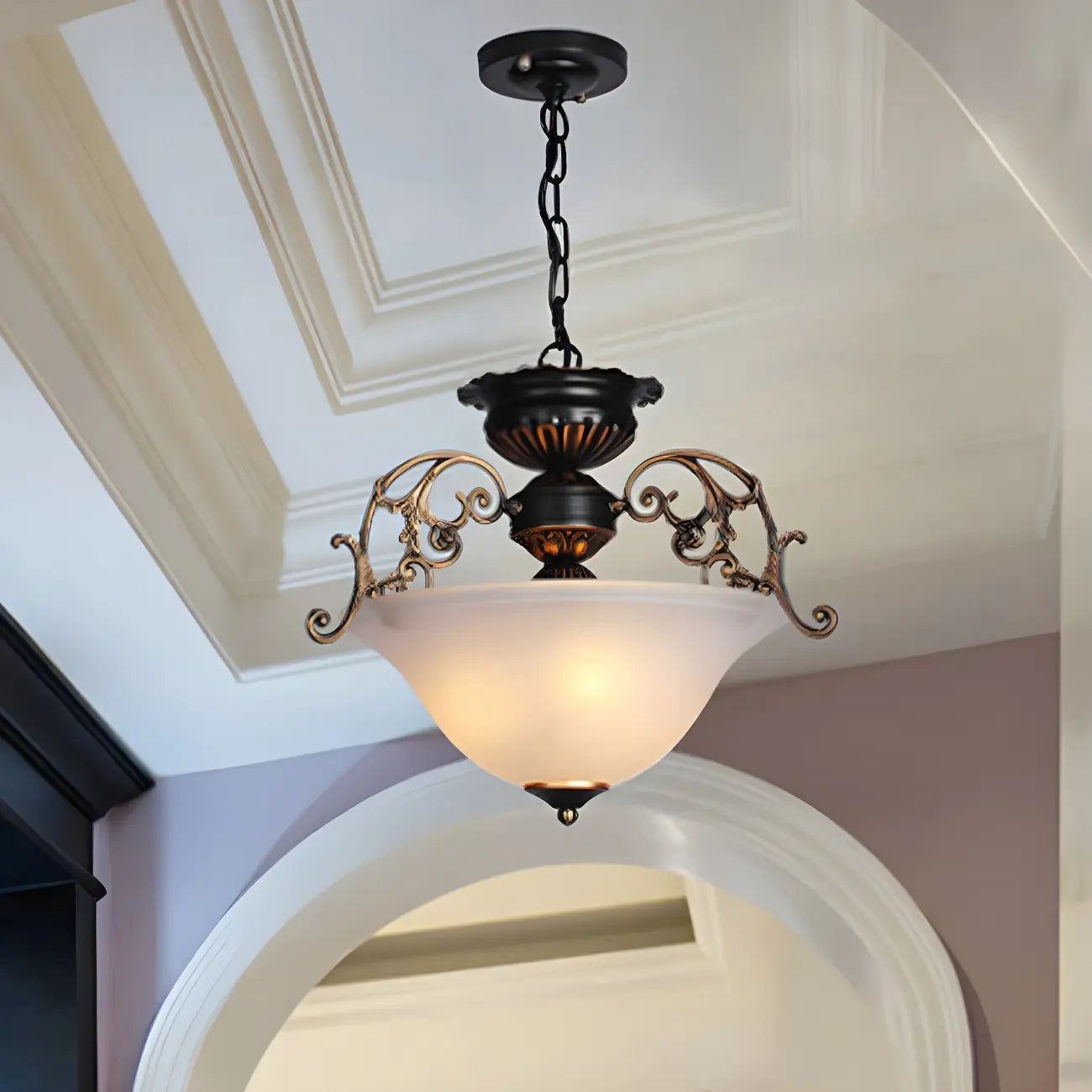 Gold Glass Classic Design Ceiling Chandelier Light