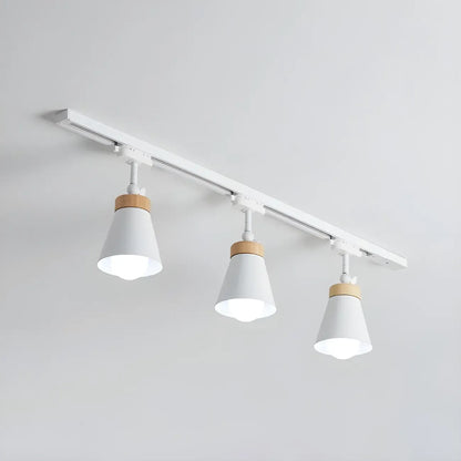 Modern Metal Cone Shape Semi Flush Mount Slidable Track Light