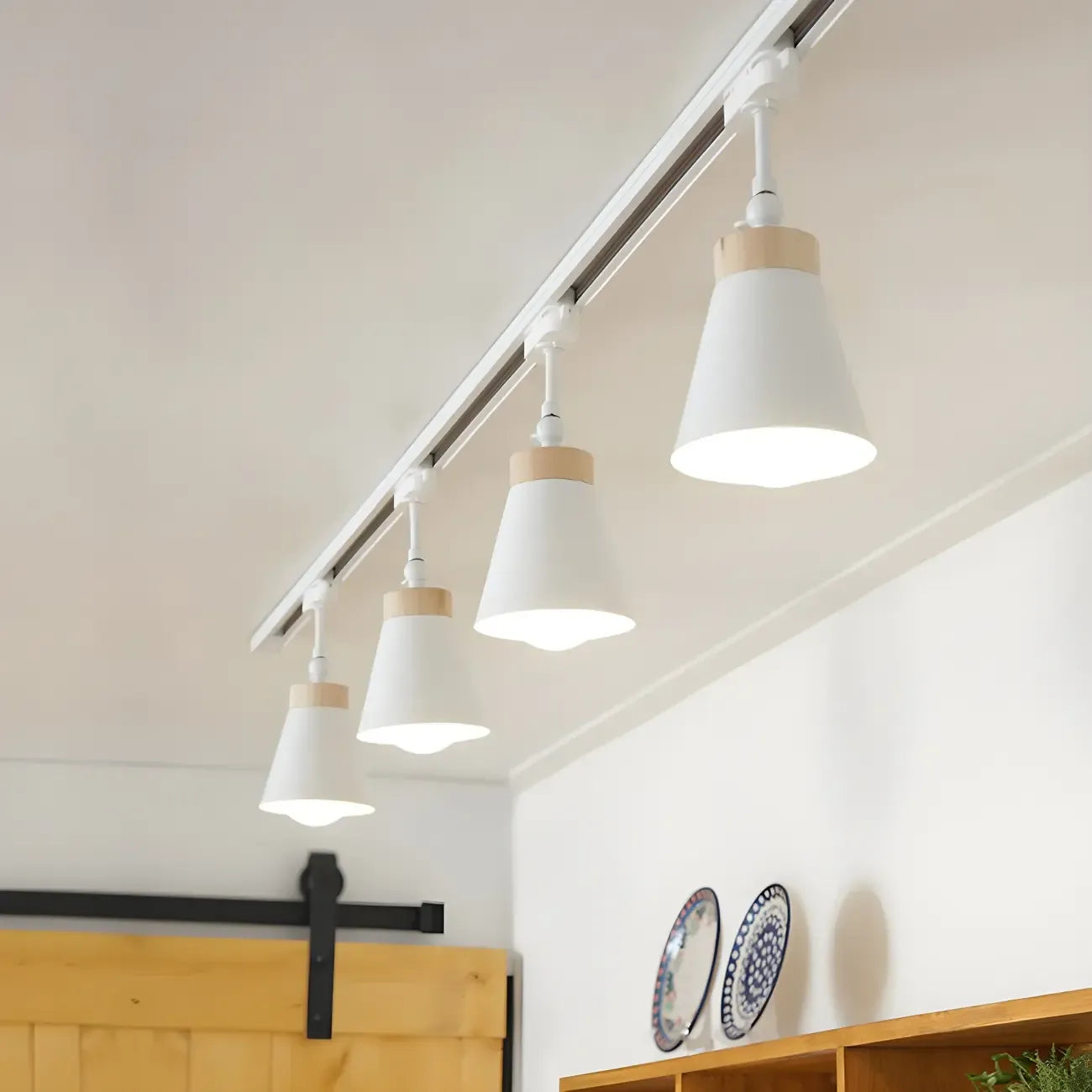 Modern Metal Cone Shape Semi Flush Mount Slidable Track Light