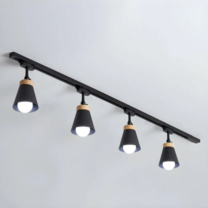 Modern Metal Cone Shape Semi Flush Mount Slidable Track Light