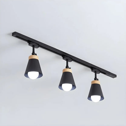 Modern Metal Cone Shape Semi Flush Mount Slidable Track Light