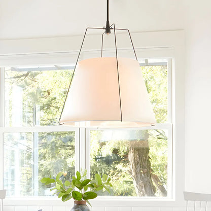Minimalist Metal White Fabric Down Chandelier