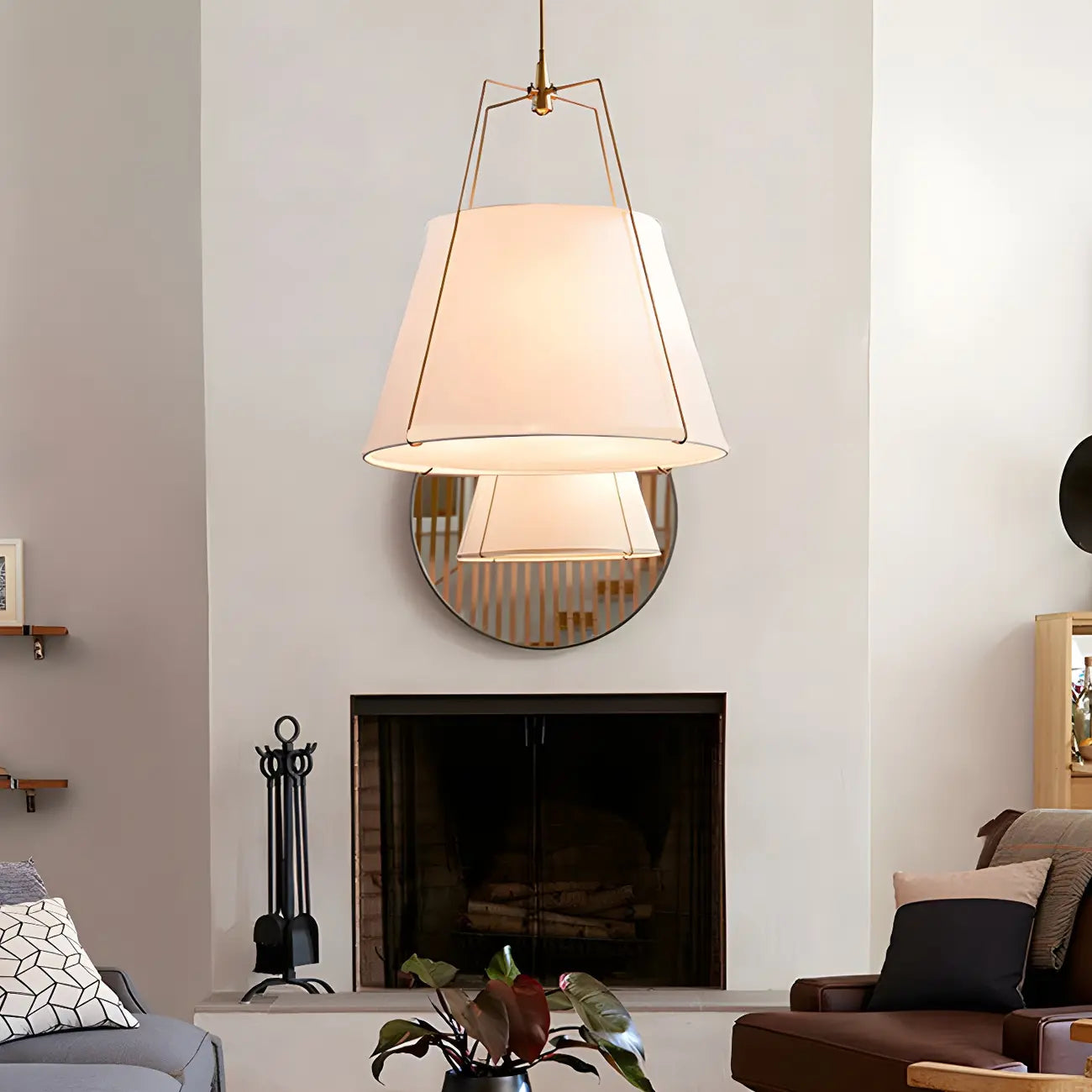 Minimalist Metal White Fabric Down Chandelier