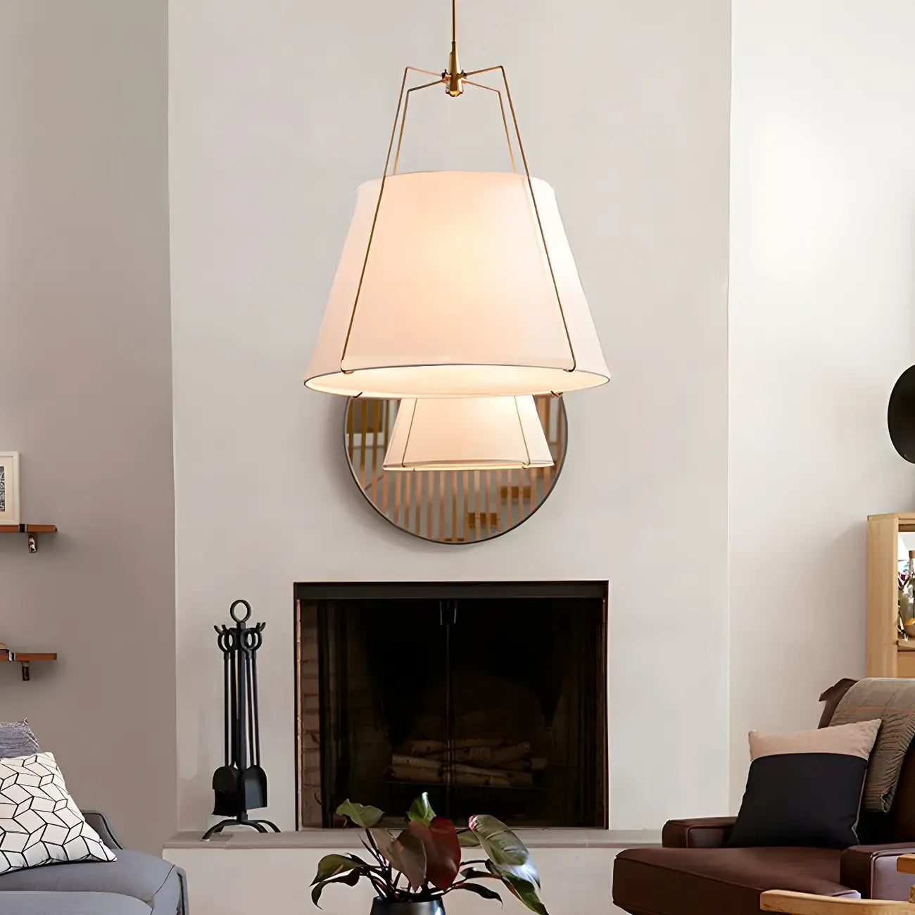 Minimalist Metal White Fabric Down Chandelier
