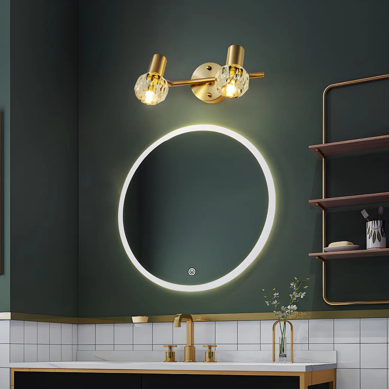 Durable Copper Globe Vanity Lights with Wall Mount for Bathroom