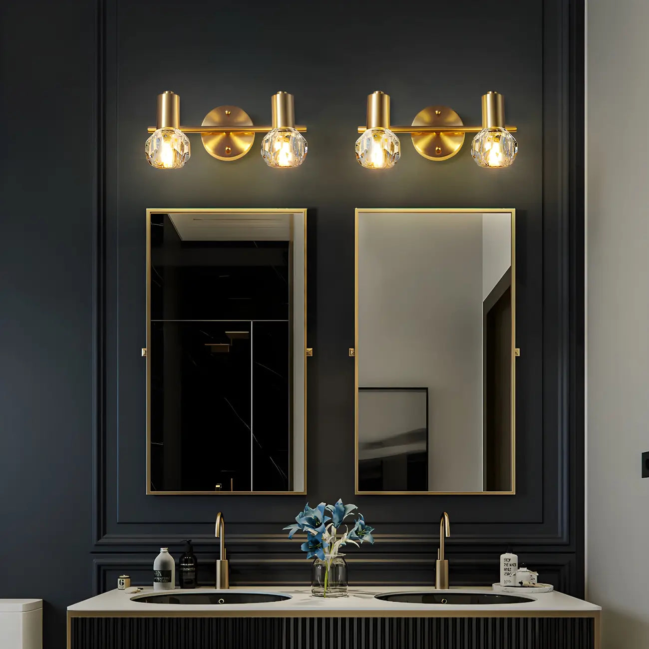 Durable Copper Globe Vanity Lights with Wall Mount for Bathroom