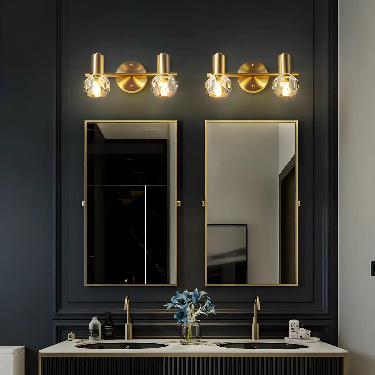 Durable Copper Globe Vanity Lights with Wall Mount for Bathroom