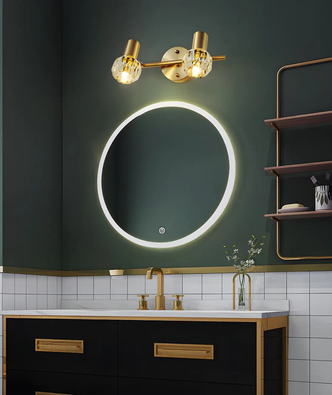 Durable Copper Globe Vanity Lights with Wall Mount for Bathroom