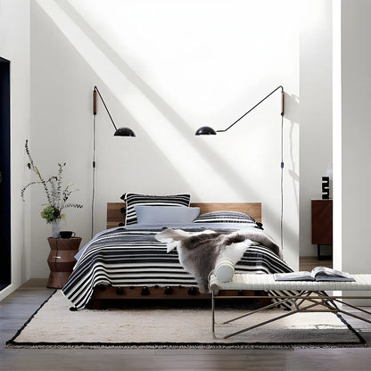 Minimalist Metal Bowl Shade Swing Arm Wall Light