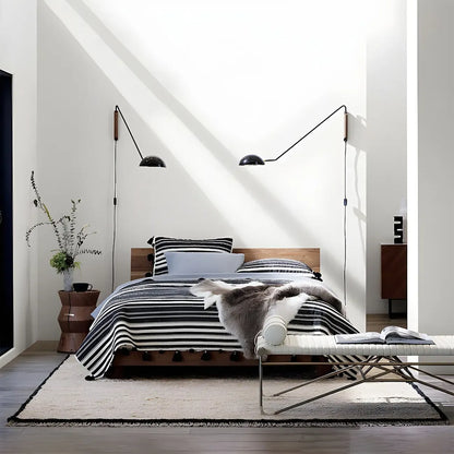 Minimalist Metal Bowl Shade Swing Arm Wall Light