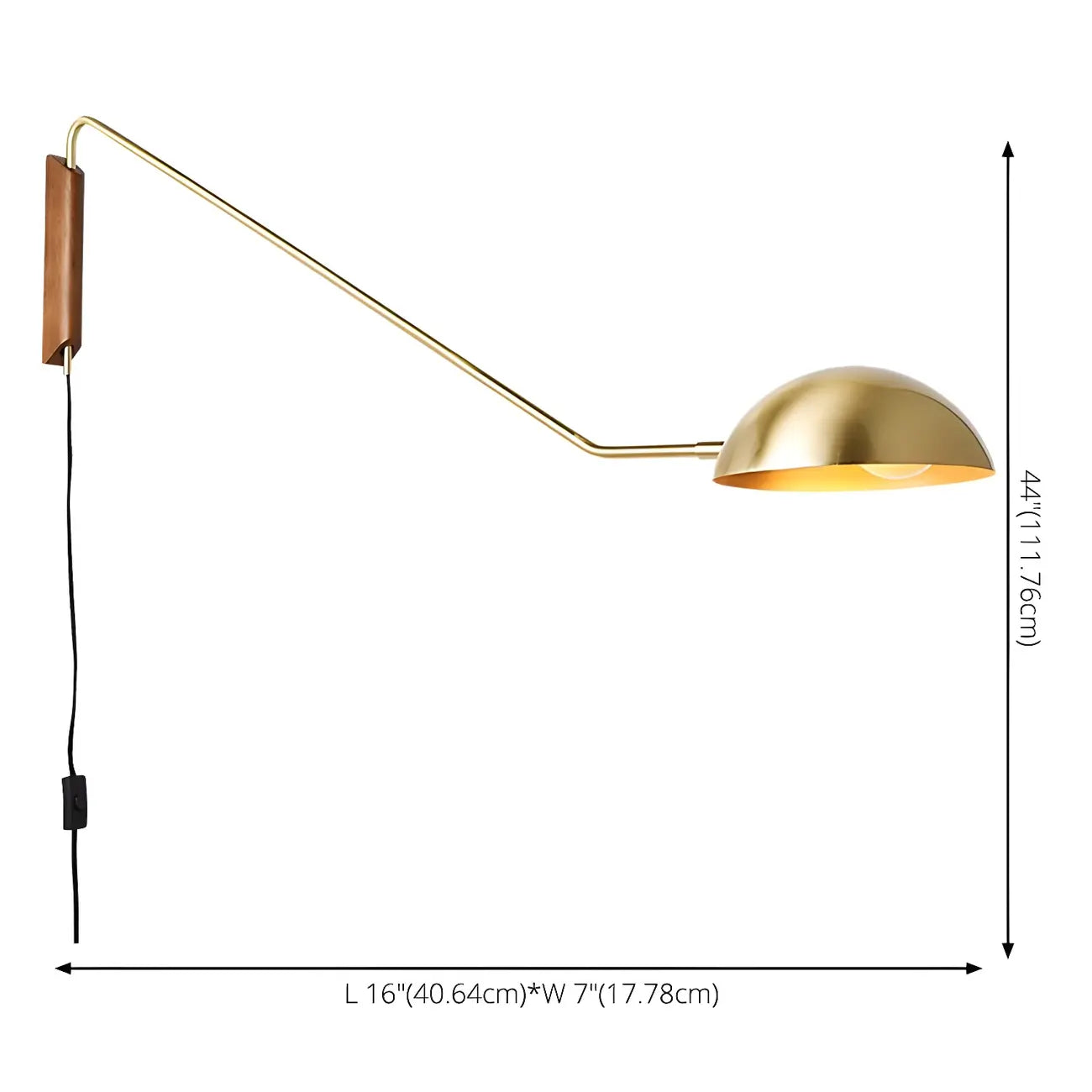 Minimalist Metal Bowl Shade Swing Arm Wall Light