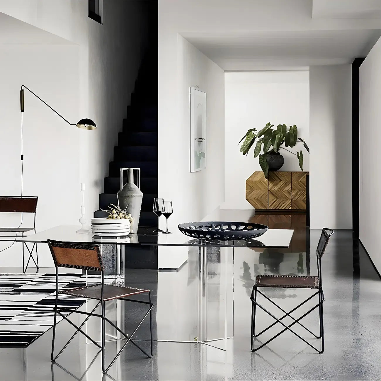 Minimalist Metal Bowl Shade Swing Arm Wall Light