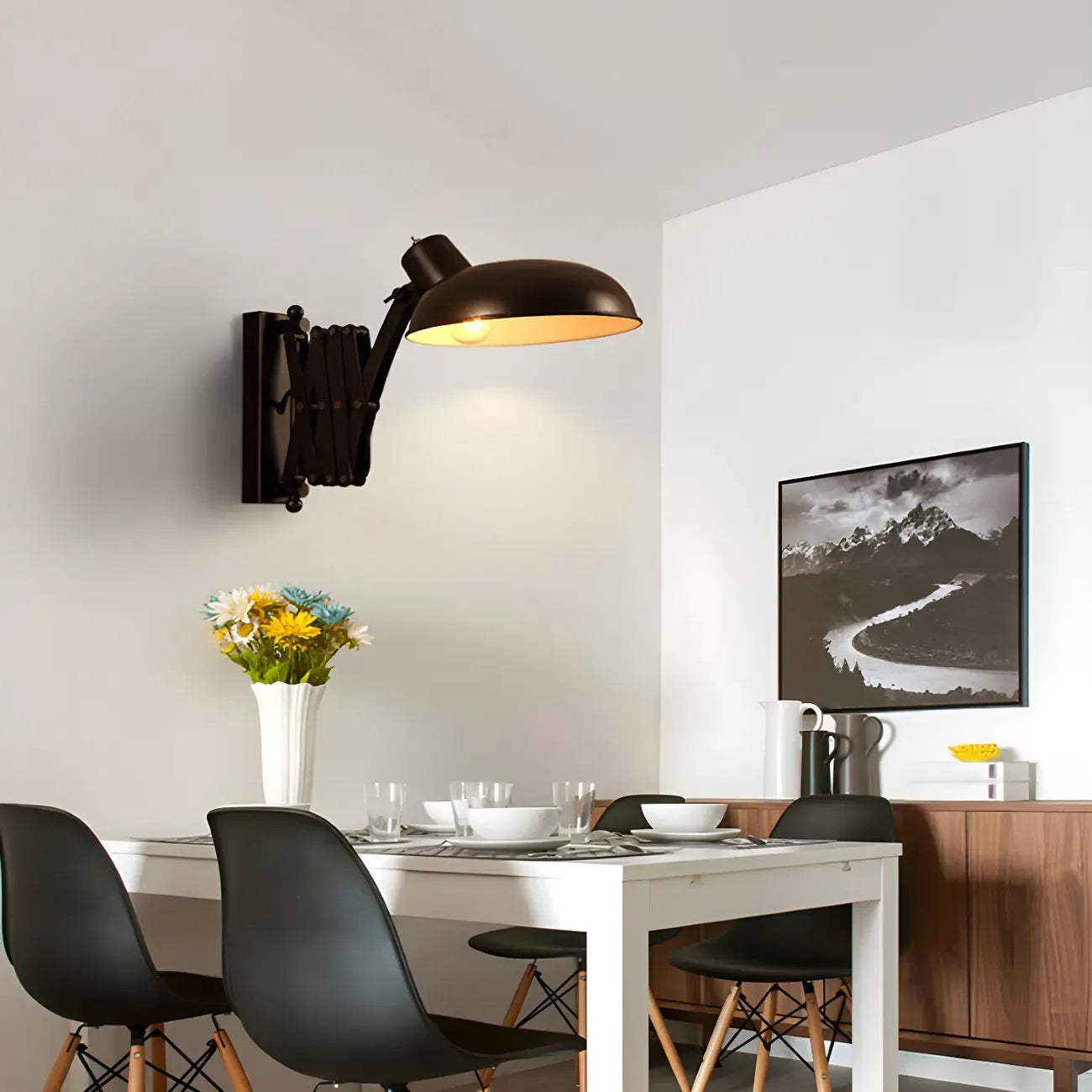 Retro Industrial Metal Black Swing Arm Wall Light