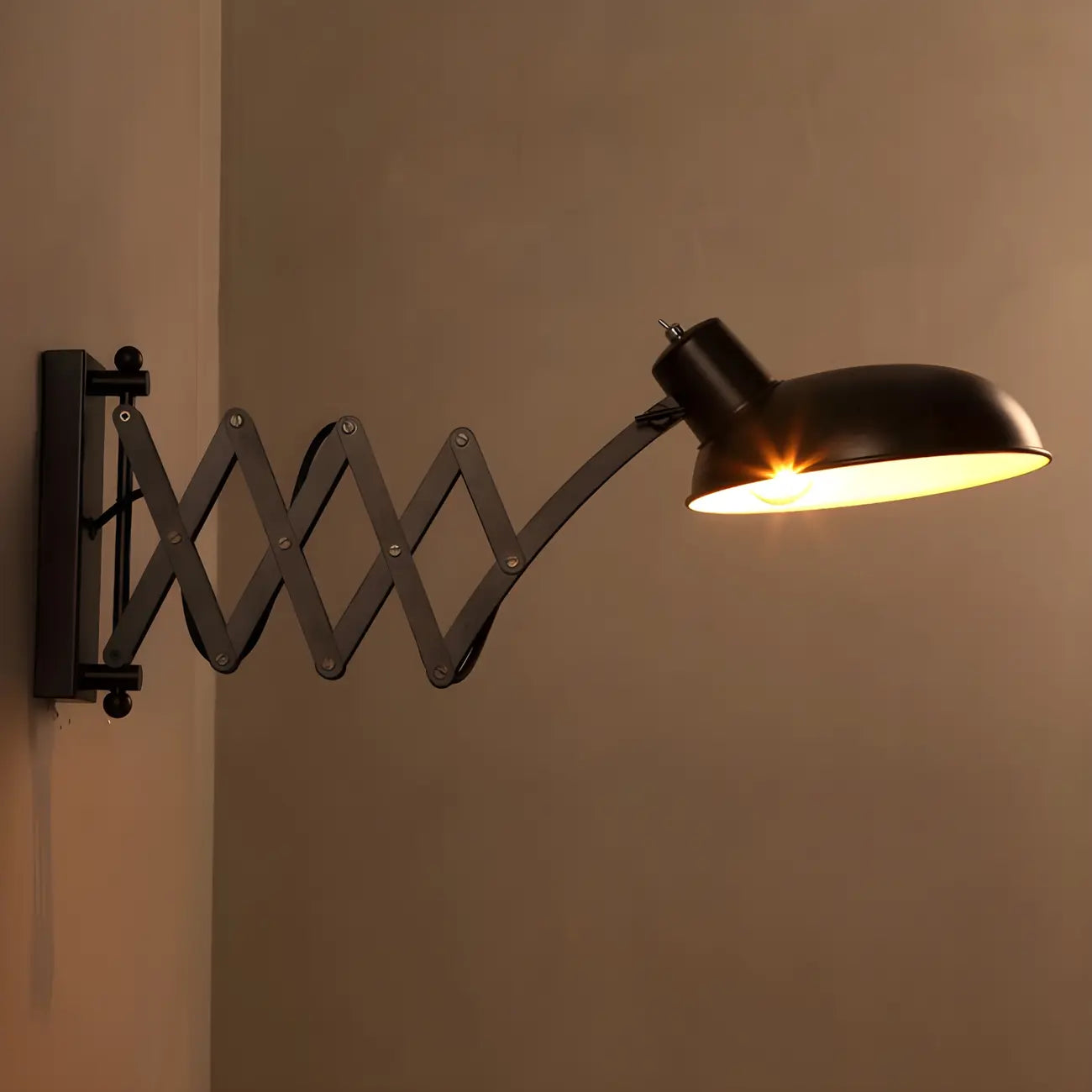 Retro Industrial Metal Black Swing Arm Wall Light
