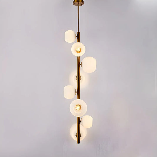 8-Light Modern Brass Multi-Direction Vertical Downrod Chandelier
