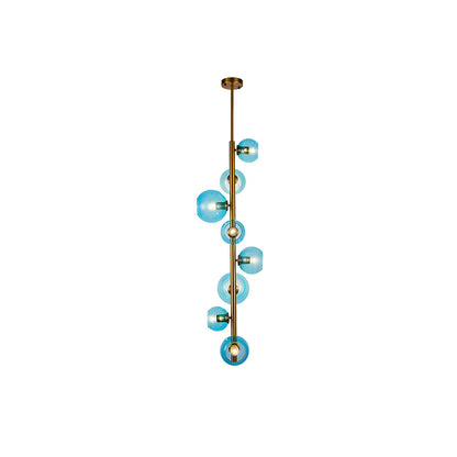 8-Light Modern Brass Multi-Direction Vertical Downrod Chandelier
