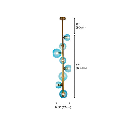 8-Light Modern Brass Multi-Direction Vertical Downrod Chandelier