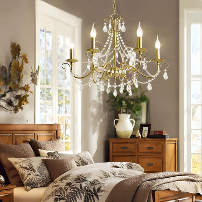 Gold Crystal Metal Elegant Classic Chandelier Light