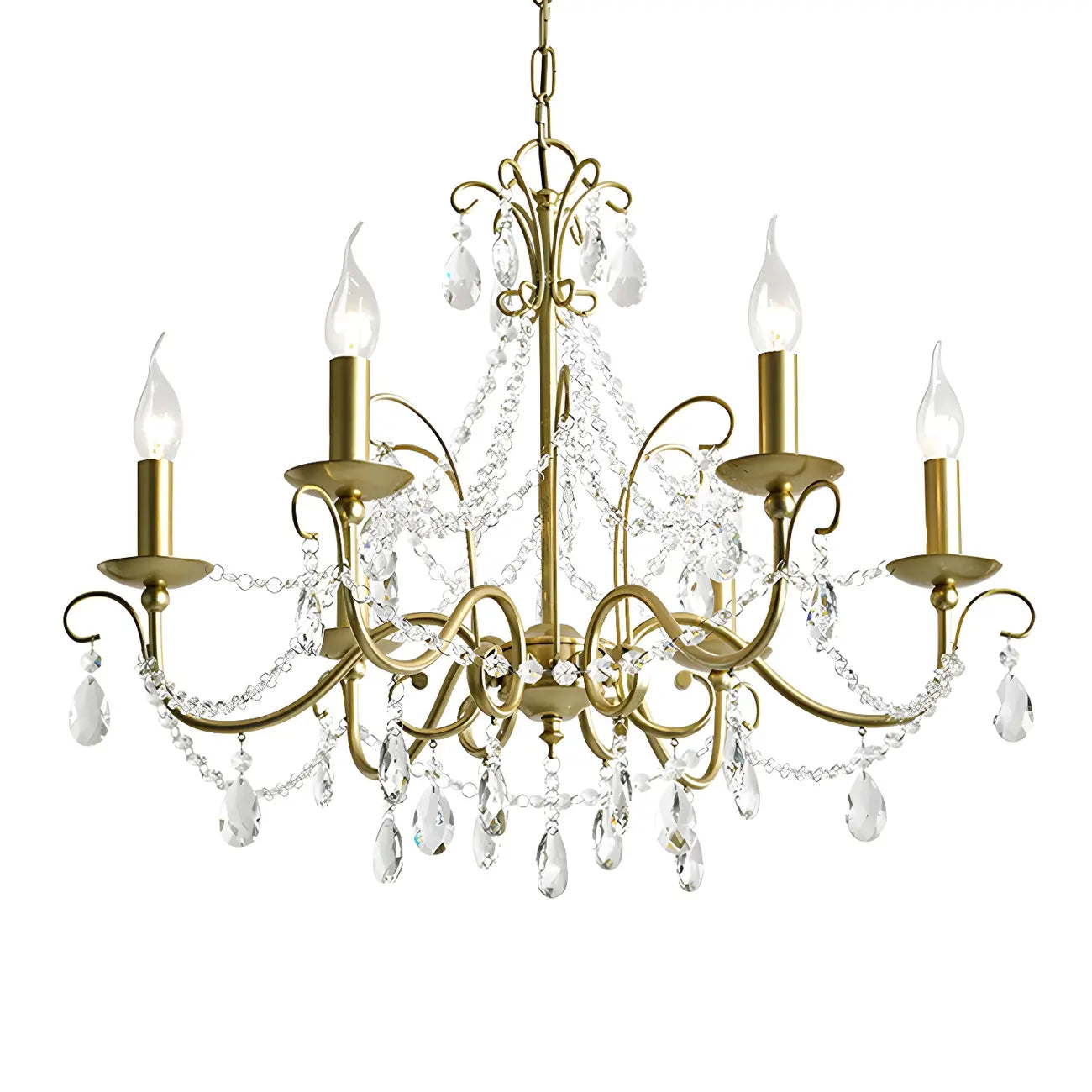 Gold Crystal Metal Elegant Classic Chandelier Light