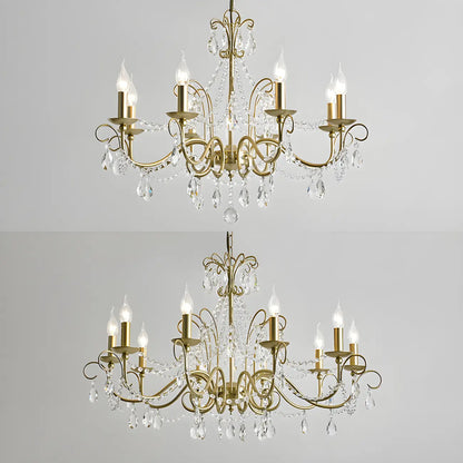 Gold Crystal Metal Elegant Classic Chandelier Light