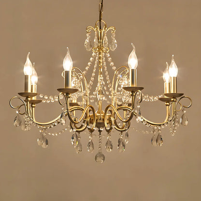 Gold Crystal Metal Elegant Classic Chandelier Light