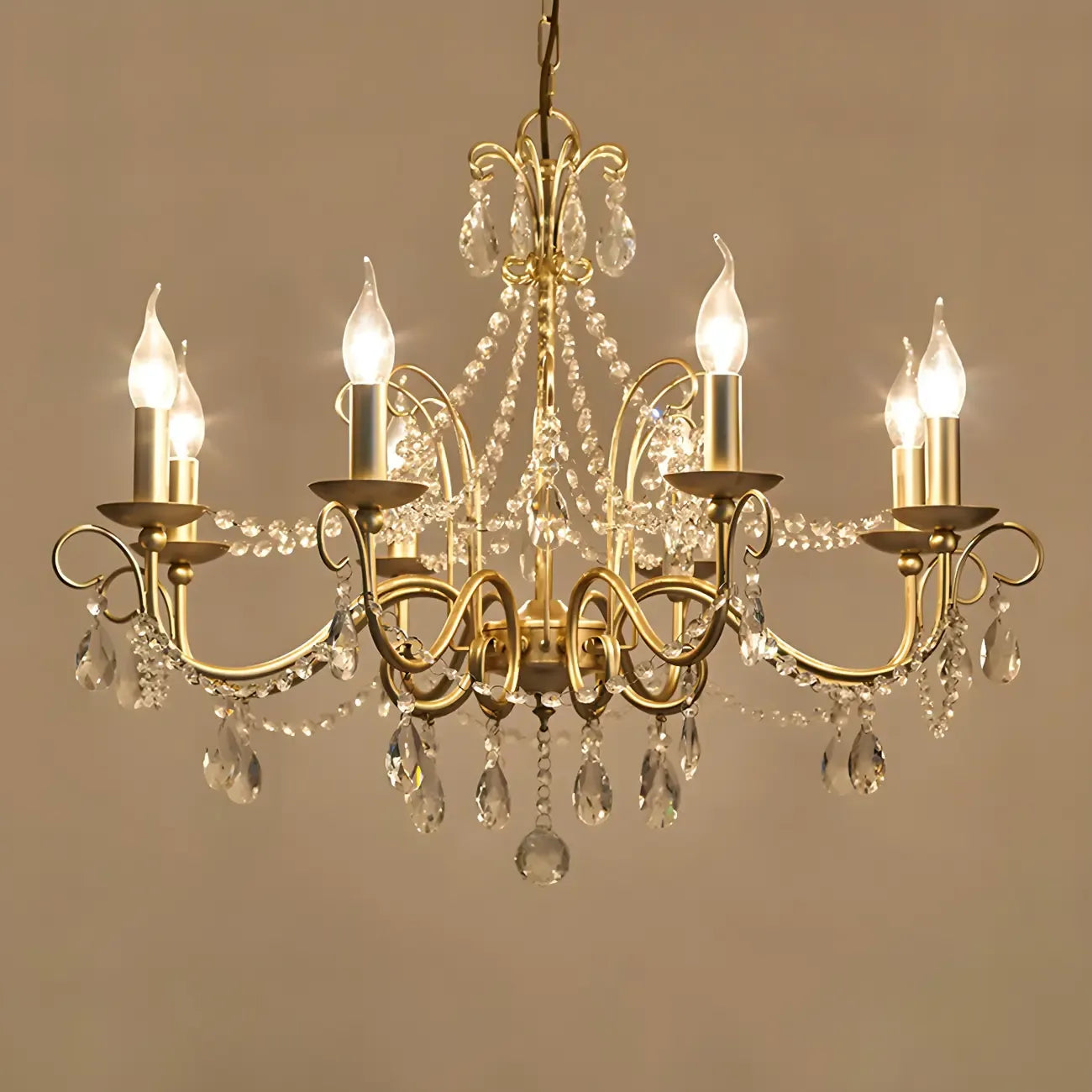 Gold Crystal Metal Elegant Classic Chandelier Light