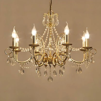 Gold Crystal Metal Elegant Classic Chandelier Light