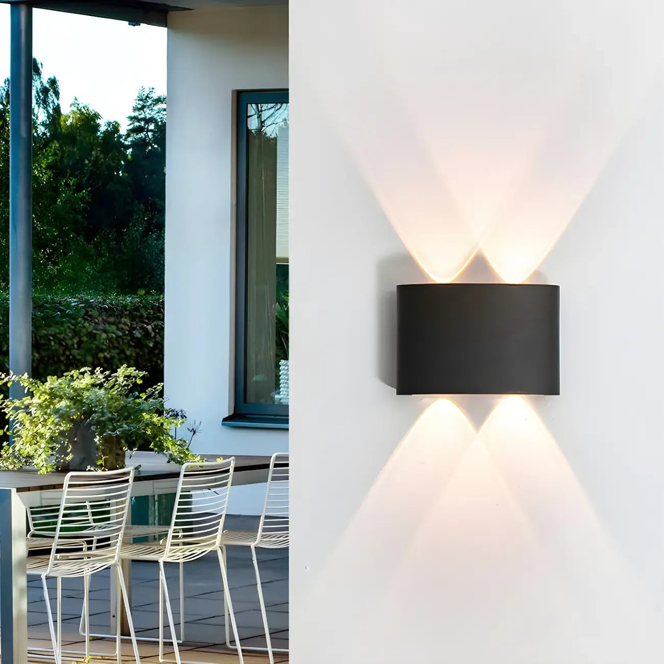 Modern Black Metal LED Up Down Outdoor Wall Light