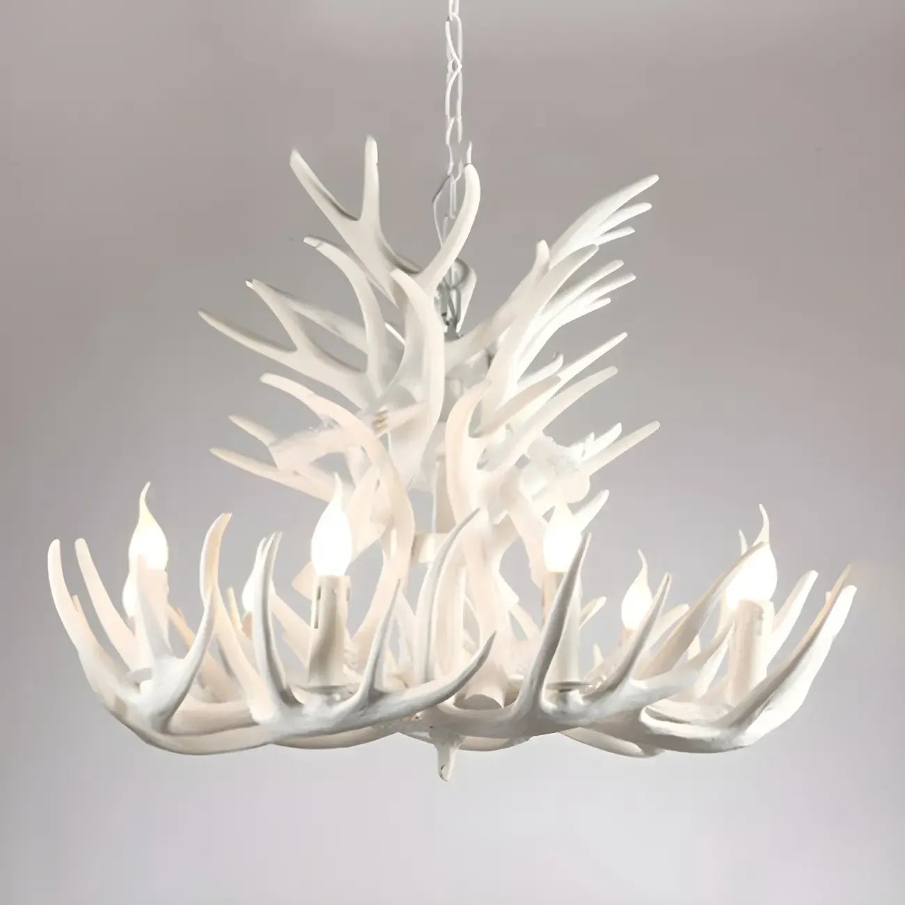 Rustic Large Antler Candelabra Chandelier with 2 Tiers