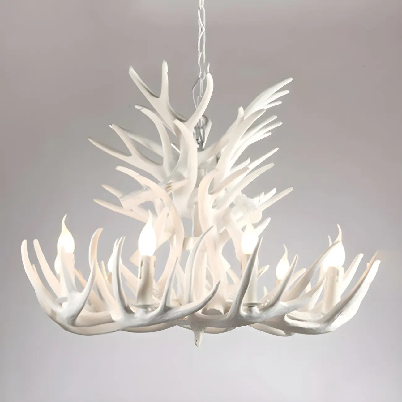 Rustic Large Antler Candelabra Chandelier with 2 Tiers