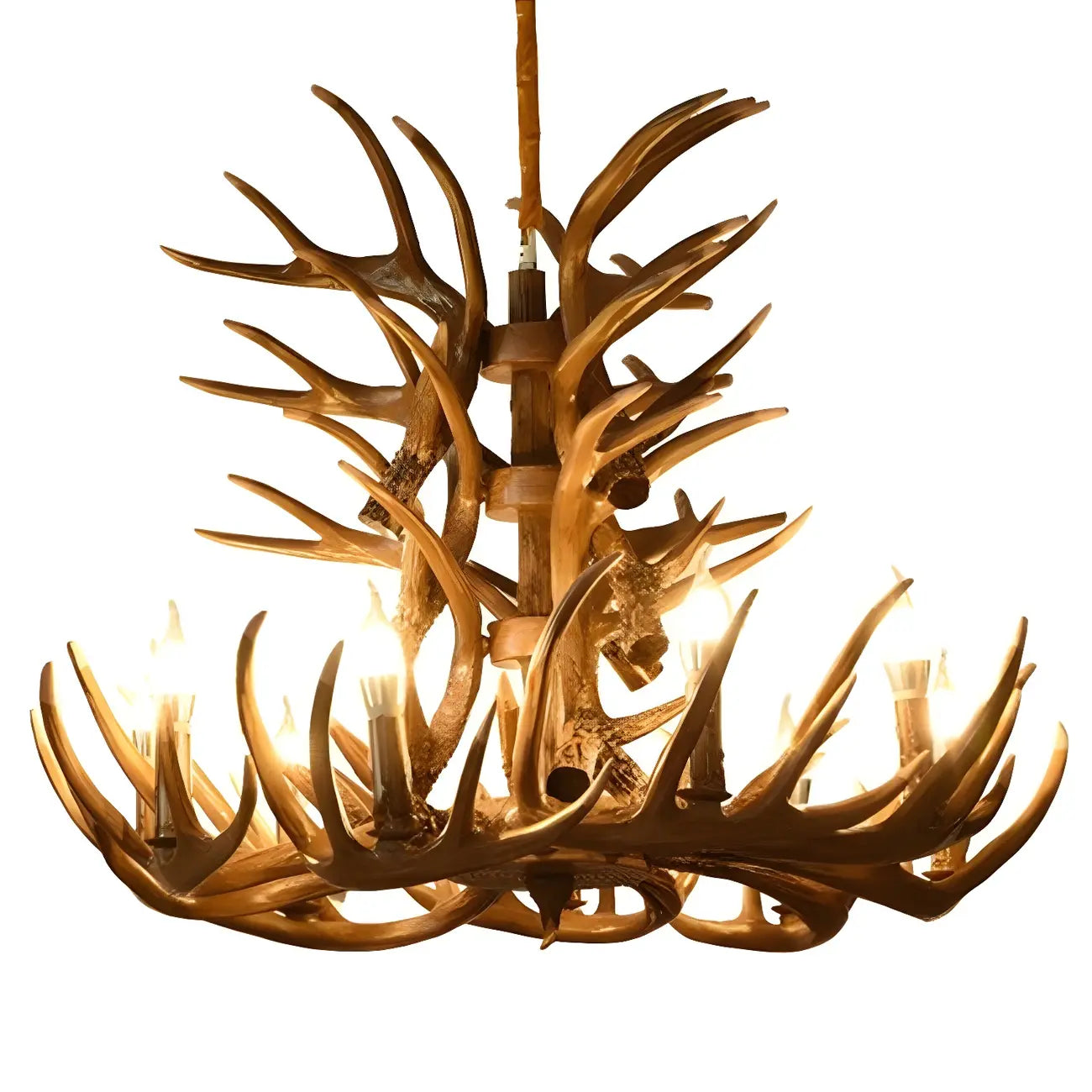 Rustic Large Antler Candelabra Chandelier with 2 Tiers