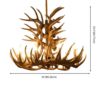 Rustic Large Antler Candelabra Chandelier with 2 Tiers
