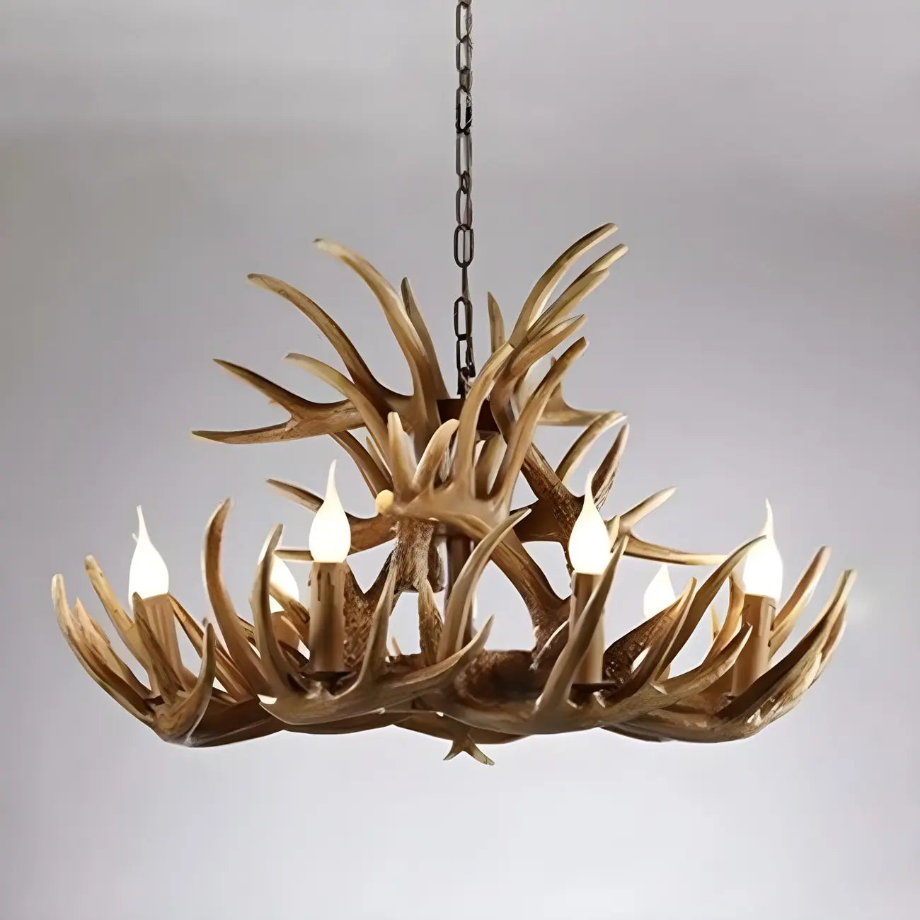 Rustic Large Antler Candelabra Chandelier with 2 Tiers