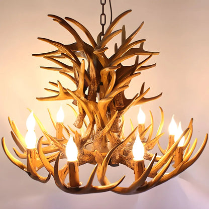 Rustic Large Antler Candelabra Chandelier with 2 Tiers