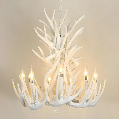 Rustic Large Antler Candelabra Chandelier with 2 Tiers