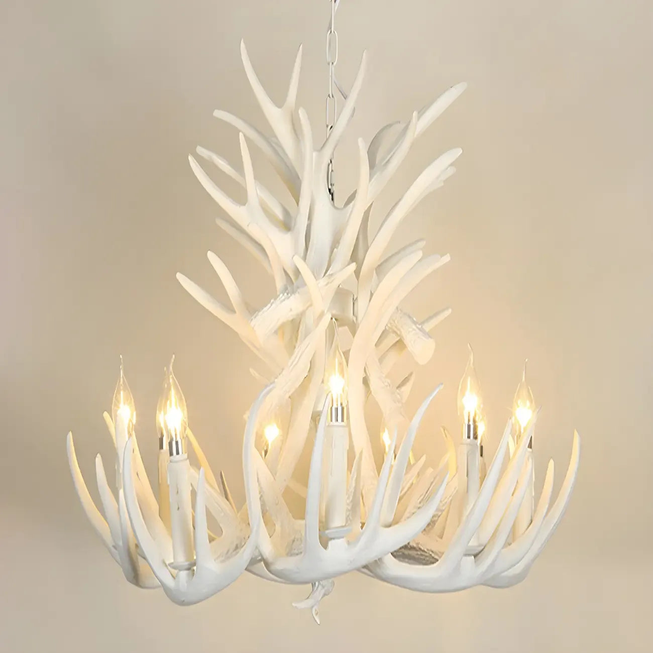Rustic Large Antler Candelabra Chandelier with 2 Tiers