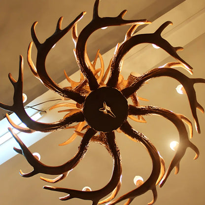 Rustic Large Antler Candelabra Chandelier with 2 Tiers