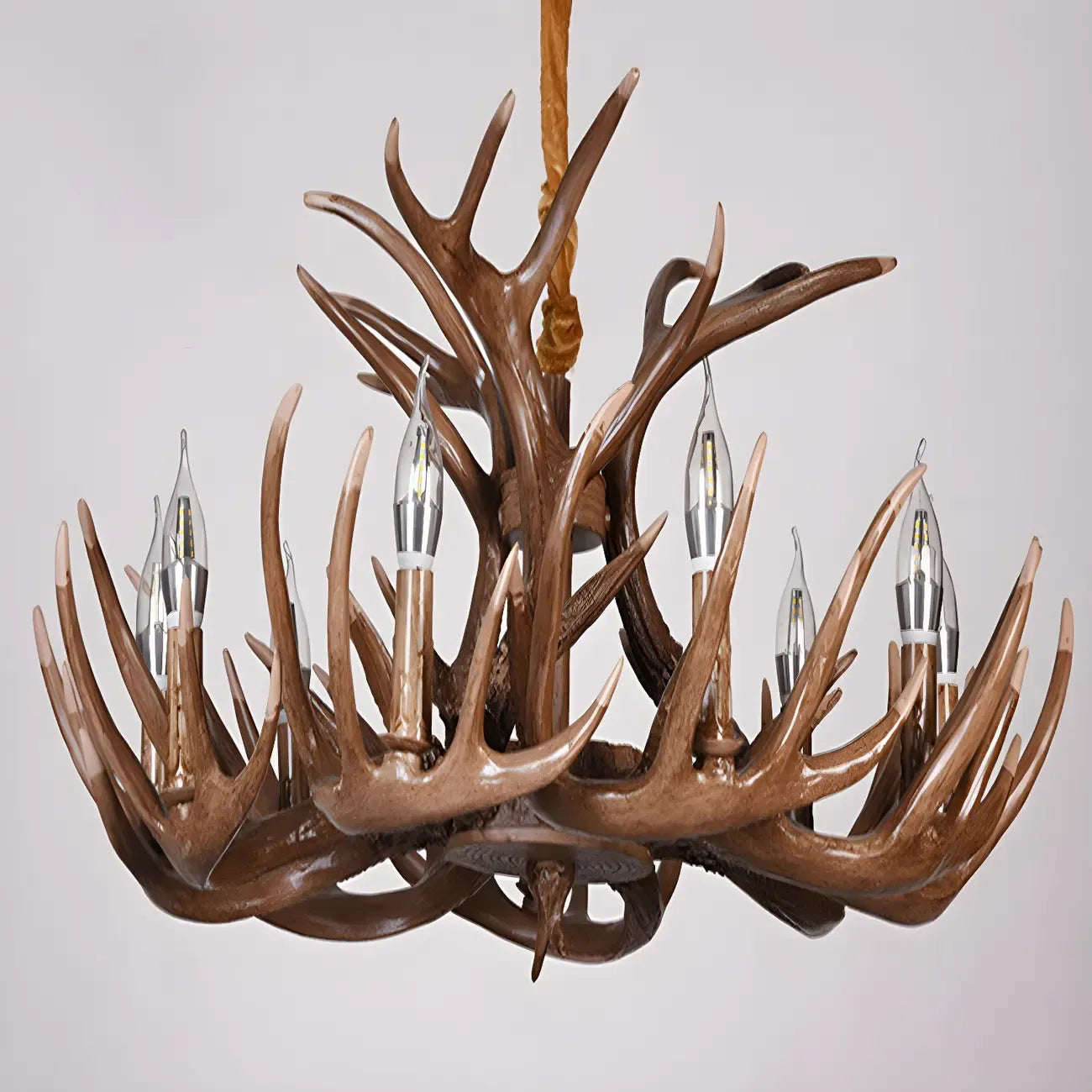Rustic Large Antler Candelabra Chandelier with 2 Tiers