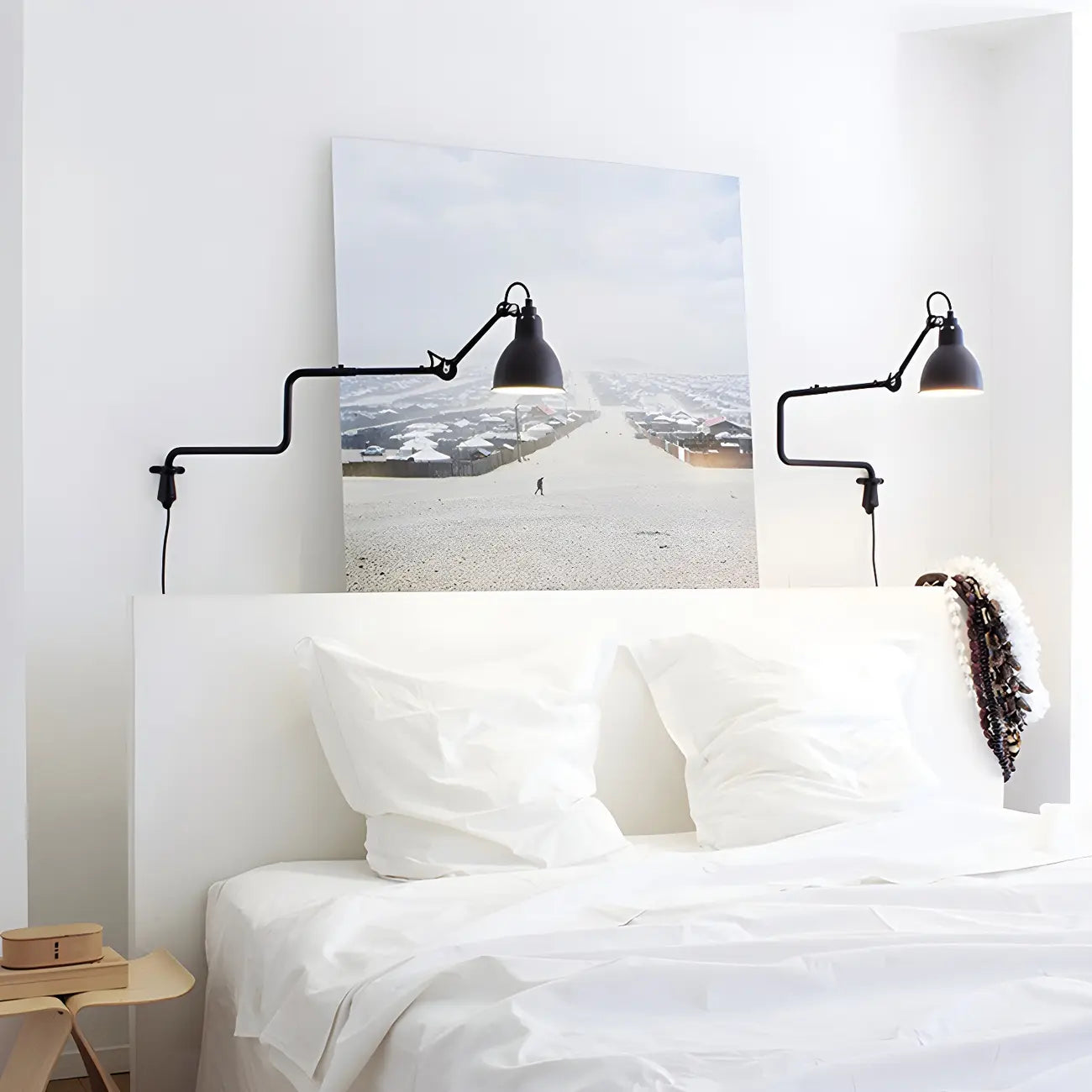 Industrial Black Swing Arm Aluminum Shade Wall Light