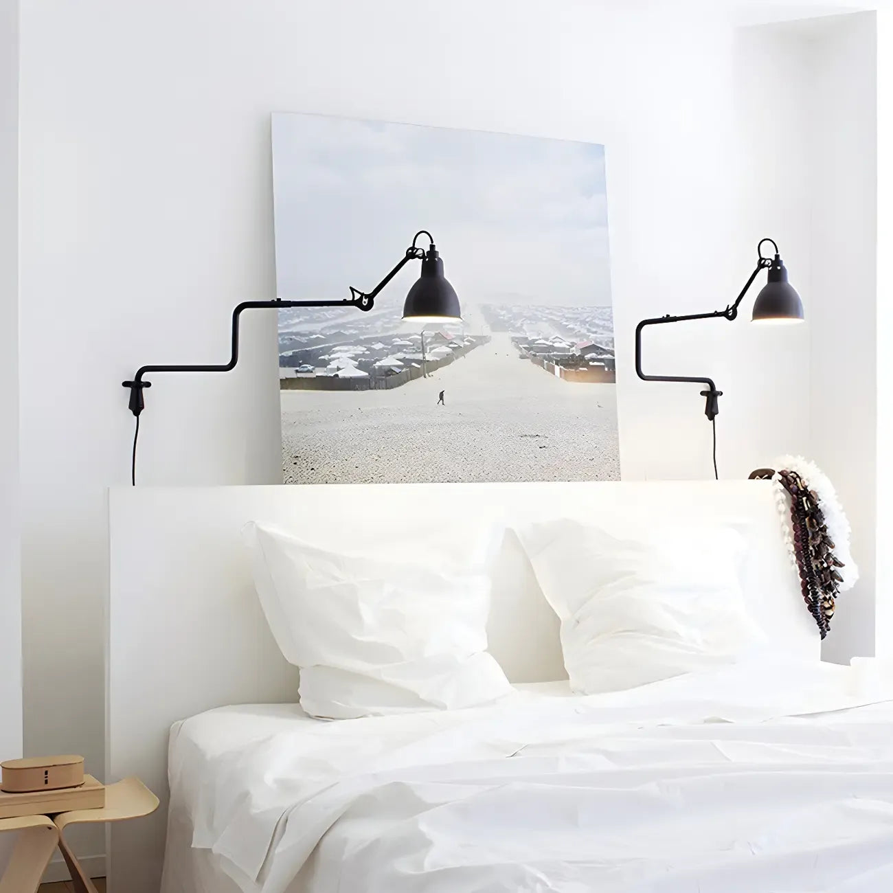 Industrial Black Swing Arm Aluminum Shade Wall Light