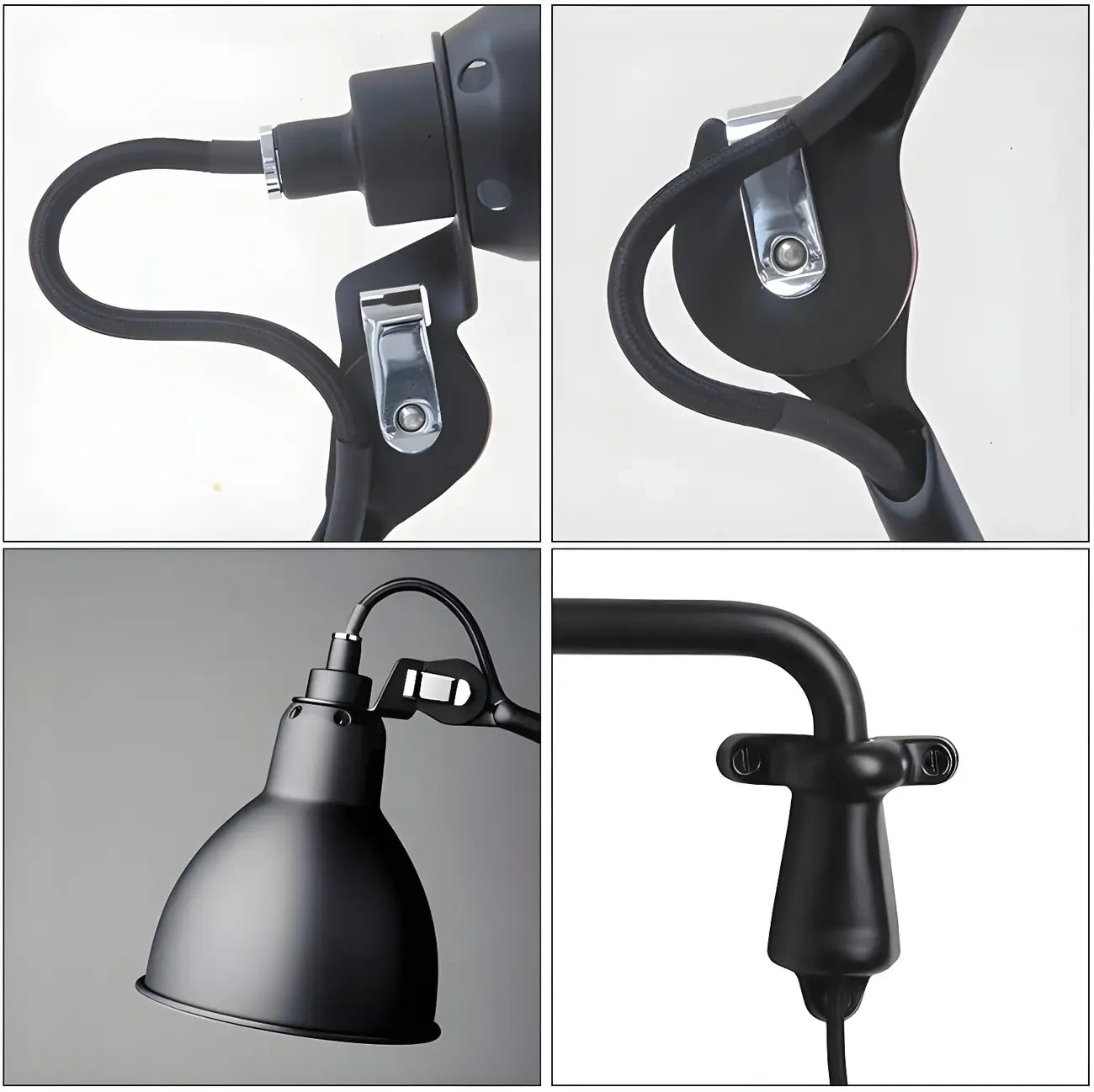 Industrial Black Swing Arm Aluminum Shade Wall Light