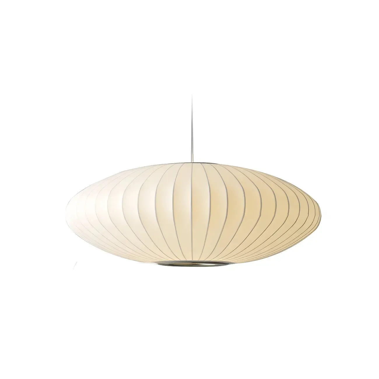 Contemporary White Disk Shaped Silk LED Pendant Light