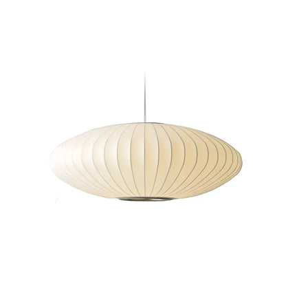 Contemporary White Disk Shaped Silk LED Pendant Light
