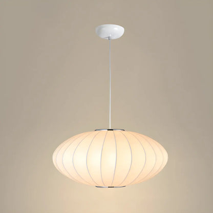 Contemporary White Disk Shaped Silk LED Pendant Light
