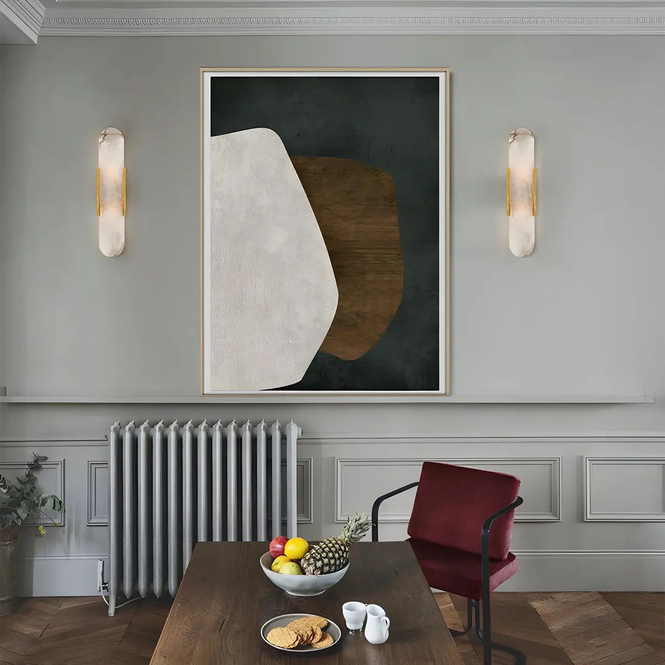 Contemporary Gold Oval Marble Wall Sconce