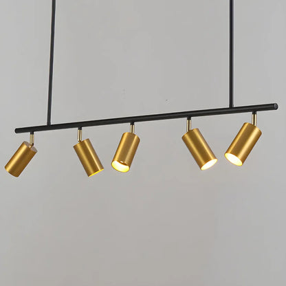 5-Light Modern Black/Gold Metal Cylinder Island Ceiling Light