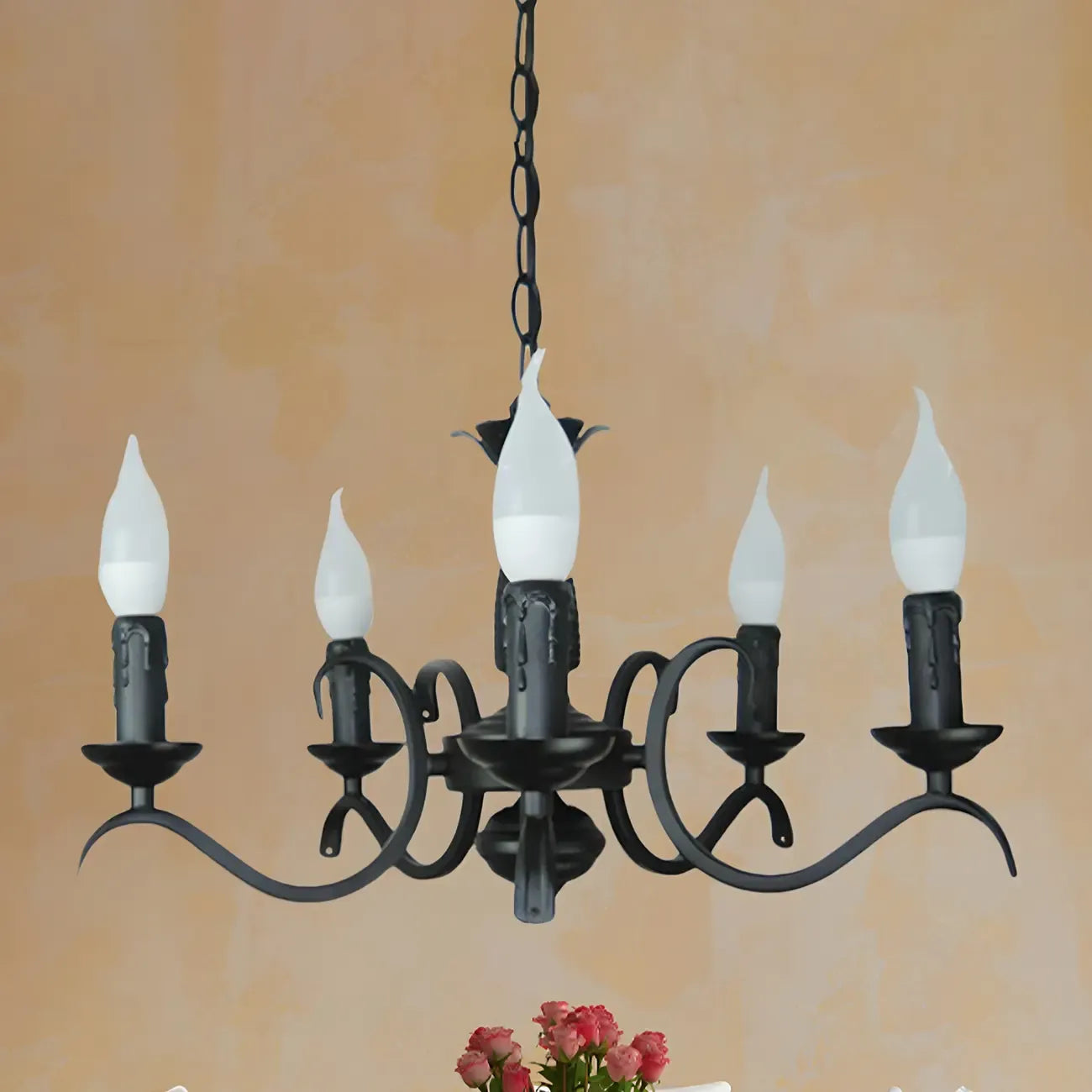 Industrial Black Metal Candelabra Chandelier