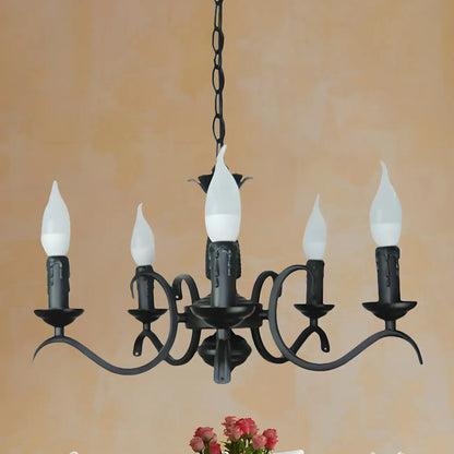 Industrial Black Metal Candelabra Chandelier