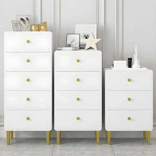 Glam White Narrow Gold Legs Bachelor Chest